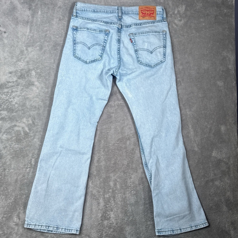 Levis 527 Slim Bootcut Jeans Mens 33x30 Light Wash Blue Denim Stretch